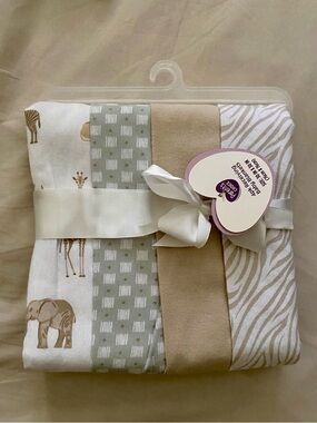 NWT Baby receiving blankets flannel 100% cotton Oeko-Tex animals safari theme